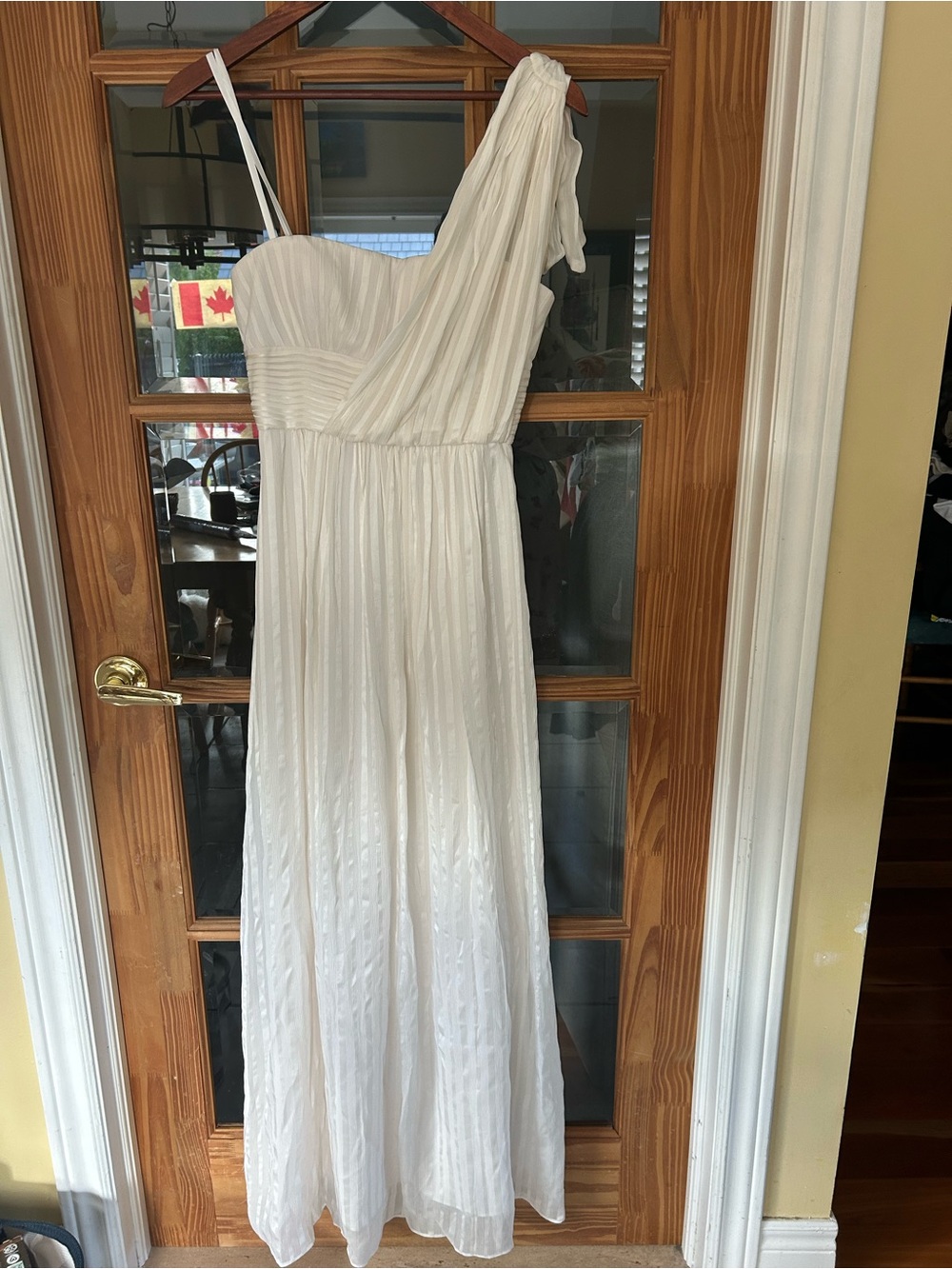 BCBGMAXAZRIA One-Shoulder Silk White Dress